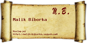 Malik Bíborka névjegykártya